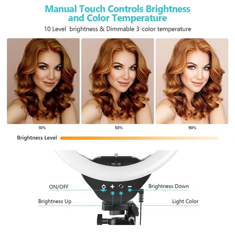 Sensyne 10'' Ring Light with 50'' Extendable Tripod Stand with Phone Holder